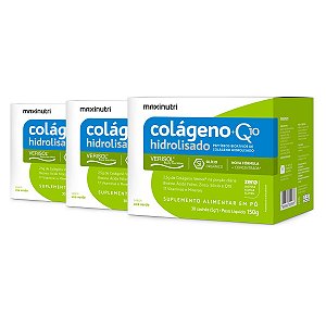 Kit 3 Colágeno Verisol + Q10 Maxinutri 30 Sachês Uva Verde