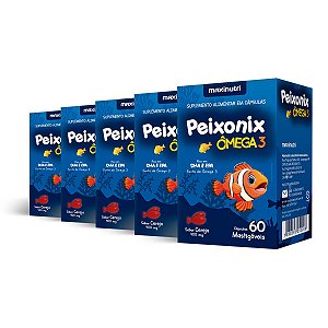 Kit 5 Peixonix Ômega 3 EPA DHA Maxinutri 60 Cápsulas Cereja