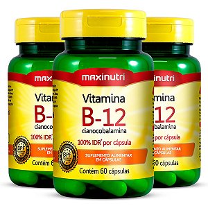 Kit 3 Vitamina B12 100% IDR Maxinutri 60 Cápsulas