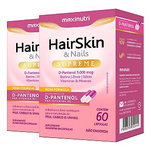 Kit 2 HairSkin & Nails Supreme D-Pantenol Maxinutri 60 Cápsulas