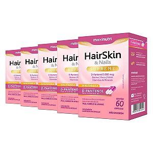 Kit 5 HairSkin & Nails Supreme D-Pantenol Maxinutri 60 Cápsulas