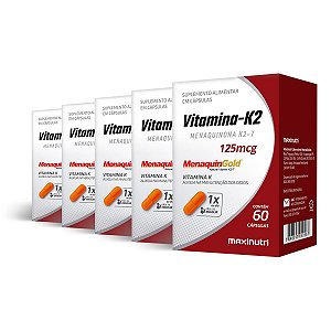 Kit 5 Vitamina K2 Menaquingold Maxinutri 60 Cápsulas