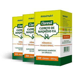 Kit 3 Cloresil (Cloreto de Magnésio P.A) Maxinutri 100 Cápsulas