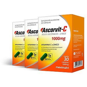 Kit 3 Ascorvit-C Maxinutri 30 Cápsulas