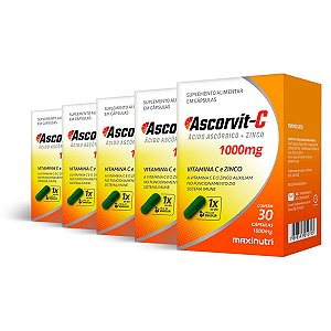 Kit 5 Ascorvit-C Maxinutri 30 Cápsulas