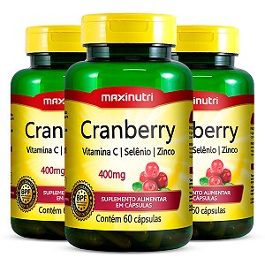 Kit 3 Cranberry Maxinutri 60 Cápsulas