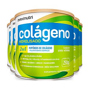 Kit 5 Colágeno Hidrolisado 2 em 1 Maxinutri 250g Uva Verde