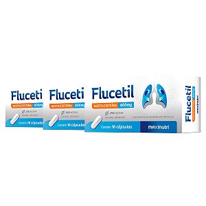 Kit 3 Flucetil Acetilcisteína Maxinutri 16 Cápsulas