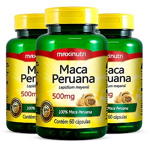 Kit 3 Maca Peruana 500mg Maxinutri 60 Cápsulas