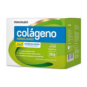 Colágeno Hidrolisado 2 em 1 Maxinutri 30 Sachês Uva Verde
