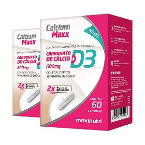 Kit 2 Calcium Maxx D3 Maxinutri 60 Cápsulas