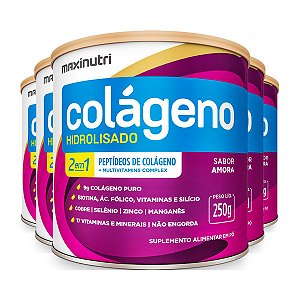 Kit 5 Colágeno Hidrolisado 2 em 1 Maxinutri 250g Amora