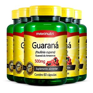 Kit 5 Guaraná 500mg Maxinutri 60 Cápsulas