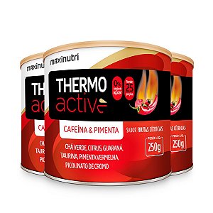 Kit 3 Thermo Active Cafeína Maxinutri 250g Frutas Cítricas