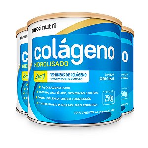 Kit 3 Colágeno Hidrolisado 2 em 1 Maxinutri 250g Original