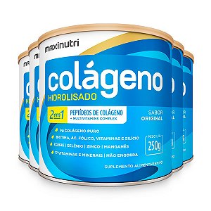 Kit 5 Colágeno Hidrolisado 2 em 1 Maxinutri 250g Original