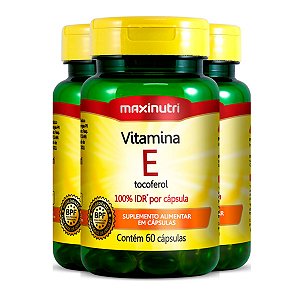 Kit 3 Vitamina E 100%IDR Maxinutri 60 Cápsulas