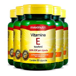 Kit 5 Vitamina E 100%IDR Maxinutri 60 Cápsulas