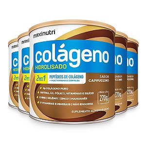 Kit 5 Colágeno Hidrolisado 2 em 1 Maxinutri 250g Cappucino