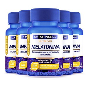 Kit 5 Melatonina Sabor Maracujá - Catarinense 60 Comprimidos
