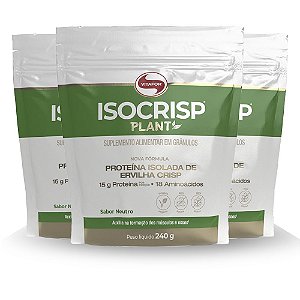 Kit 3 Isocrisp Plant Proteína Isolada Ervilha Pouch Vitafor 240g Neutro