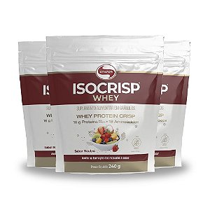Kit 3 Isocrisp Whey Protein Crisp Vitafor Pouch 240g Neutro