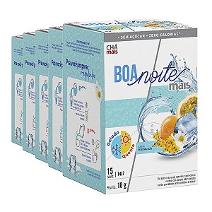 Kit 5 Chá Gelado CháMais Boa Noite Mais Maracujá 15 Sachês