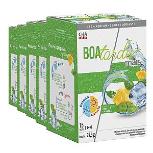 Kit 5 Chá Gelado CháMais Boa Tarde Mais Hortelã e Abacaxi 15 Sachês