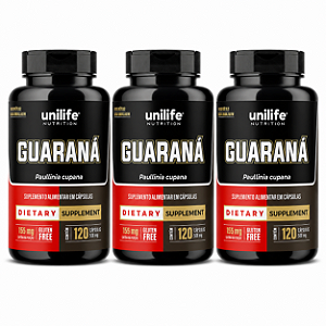 Kit 3 Guaraná Unilife 120 Cápsulas