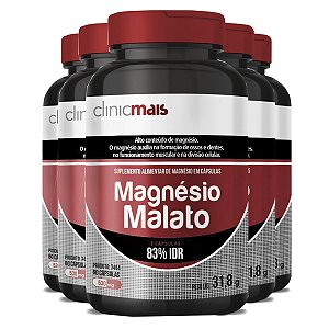 Kit 5 Magnésio Malato ClinicMais 60 Capsulas