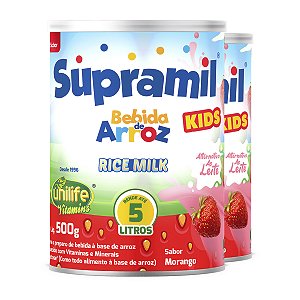 Kit 2 Supramil Bebida de Arroz Kids Morango Unilife 500g