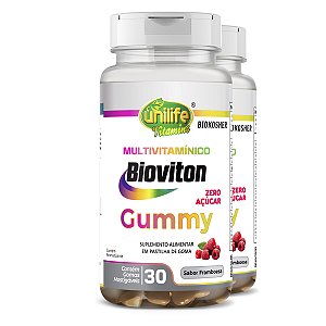 Kit 2 Gummy Multivitamínico Sabor Framboesa Unilife 30 gomas