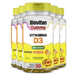 Kit 5 Gummy Vitamina D3 Laranja 30 gomas