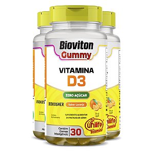 Kit 3 Gummy Vitamina D3 Laranja 30 gomas