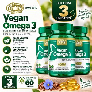 Kit 3 Ômega 3 Vegetal Unilife 60 Cápsulas