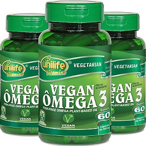 Kit 3 Ômega 3 Vegetal Unilife 60 cápsulas