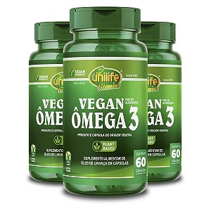 Kit 3 Ômega 3 Vegetal Unilife 60 Cápsulas