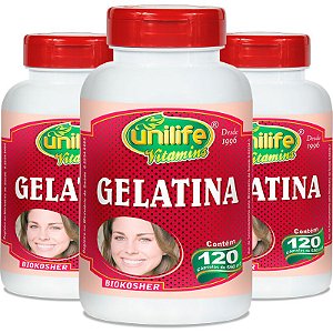 Kit - 3 Gelatina Unilife  120 cápsulas