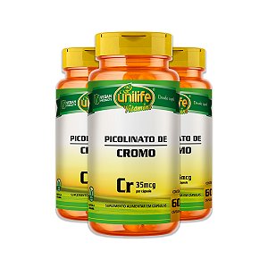 Kit 3 Picolinato de Cromo Unilife 60 Cápsulas