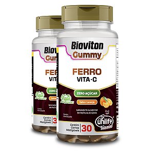 Kit 2 Gummy Ferro + Vitamina C Sabor Laranja Unilife 30 Gomas