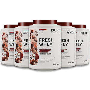 Kit 5 Whey Protein Fresh Dux Chocolate Belga e Avelã 900g