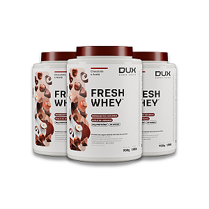 Kit 3 Whey Protein Fresh Dux Chocolate Belga e Avelã 900g