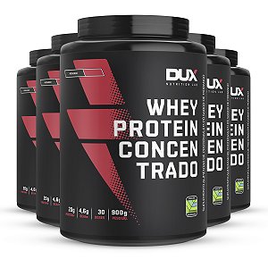 Kit 5 Whey Protein Concentrado Dux Morango 900g
