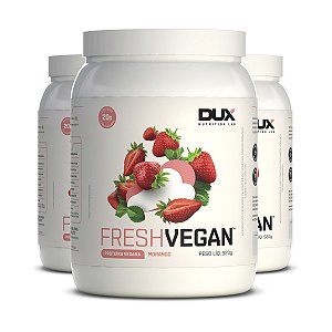 Kit 3 Proteina Vegetal Dux Fresh Vegan Morango 520g