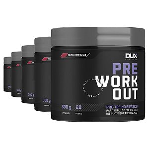 Kit 5 Pré Treino Dux Pre Workout Frutas Vermelhas 300g