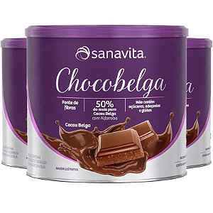 Kit 3 Achocolatado Alfarroba Sanavita 200g Cacau Belga