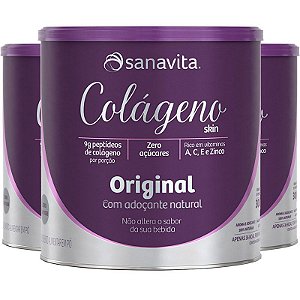 Kit 3 Colágeno hidrolisado em pó Sanavita original 300G