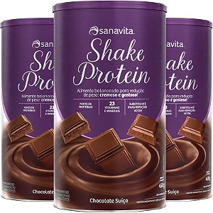 Kit 3 Shake Protein Substituto de Refeição Sanavita 450g Chocolate Suíço