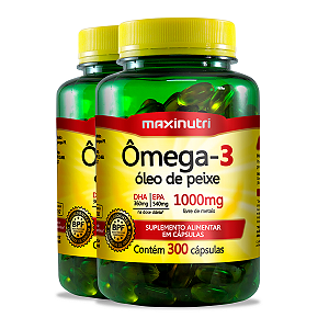 Kit 2 Ômega 3 1000mg Maxinutri 300 Cápsulas