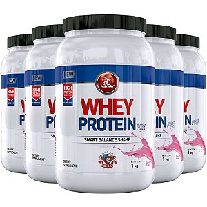 Kit 5 Whey protein PRE Midway 1kg morango